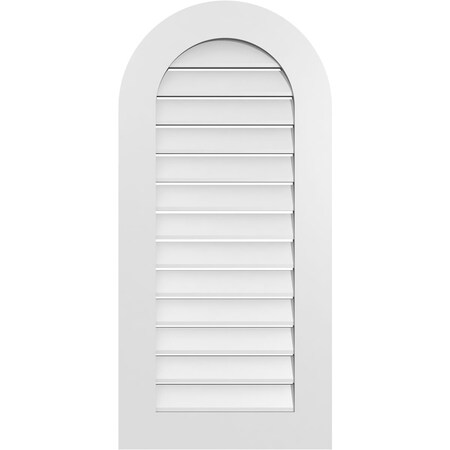 Ekena Millwork Round Top Surface Mount PVC Gable Vent: Functional, w/ 3-1/2"W x 1"P Standard Frame, 20"W x 42"H GVPRT20X4201SF